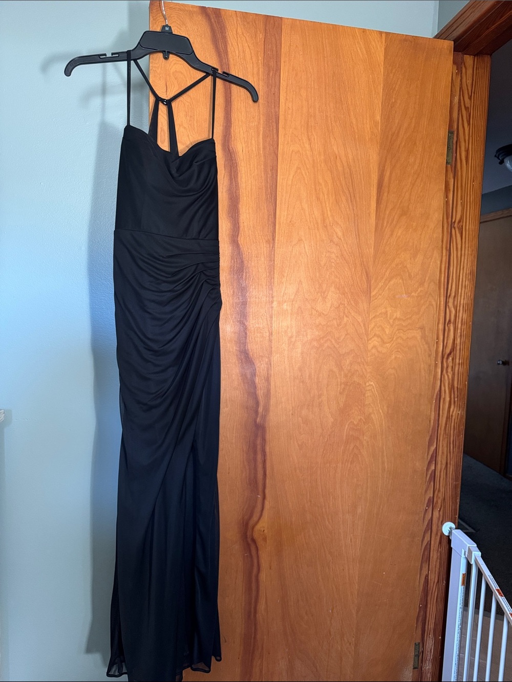 Azazie Black Maxi Dress with Strappy Back Detail